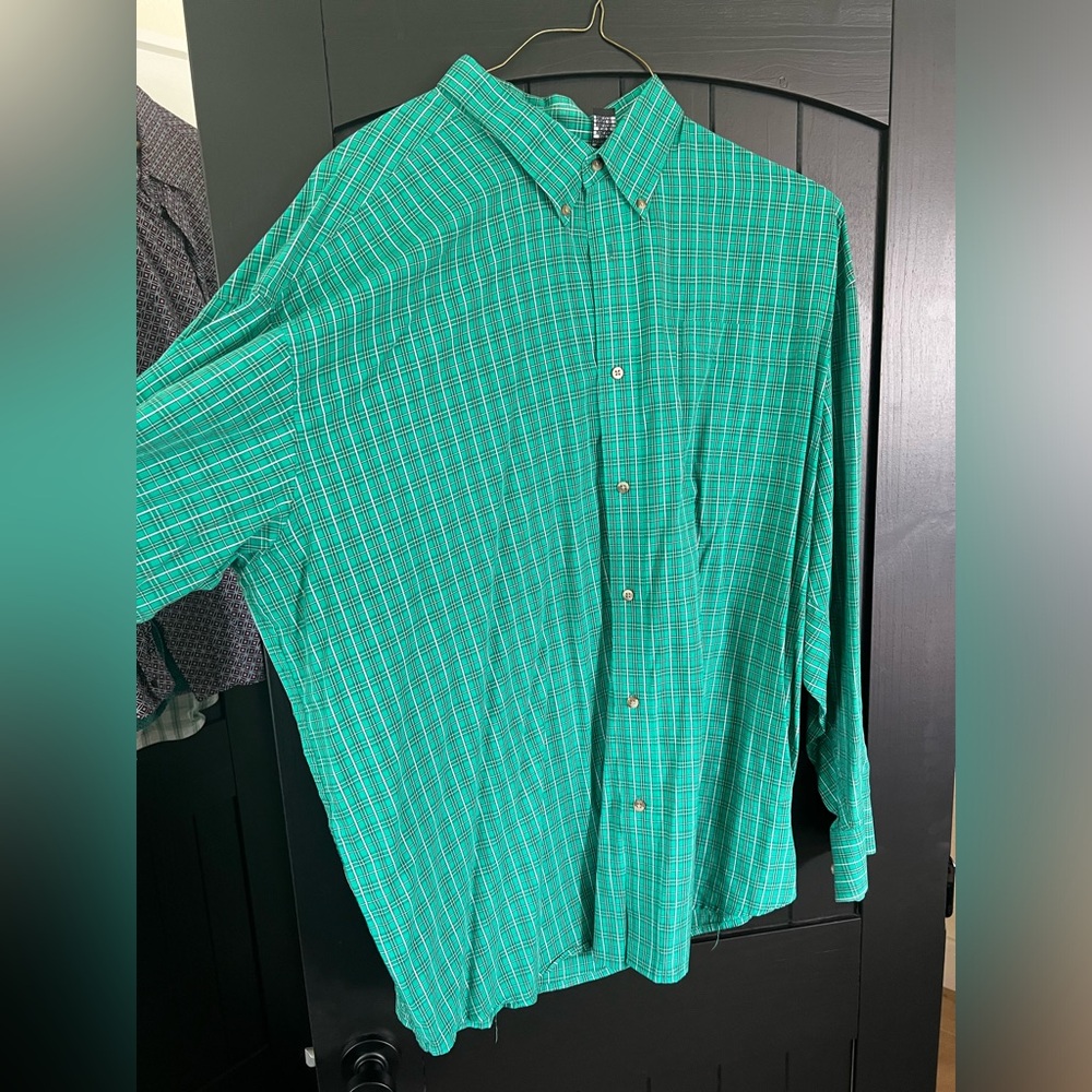 Wrangler Green Plaid Dress Shirt - Picture 2 of 3